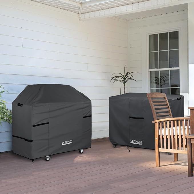 ULTCOVER Waterproof Grill Cover 58 inch, Heavy Duty BBQ Cover for 3-5 Burners Outdoor Gas Barbecue Grill, Black