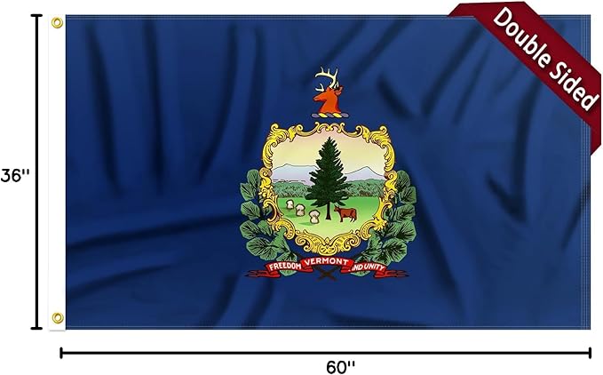 FLAGWIN Vermont Flag 3x5 FT - 3 Ply Double Sided Polyester Vermont State Flags with Brass Grommets - Vivid Color and Fade Proof State of Vermont Flag 3x5 Outdoor
