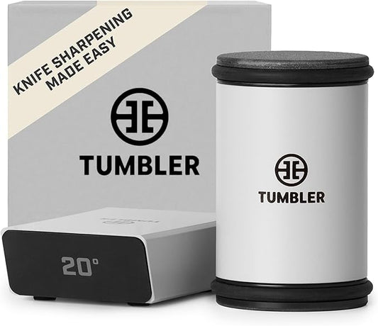 TUMBLER Pro Rolling Knife Sharpener™ - Knife Sharpening Made Easy - Rolling Knife Sharpening Kit with Removable Disc System - Includes 4-Layer Diamond Sharpening Disc & EdgeBoost Ceramic Disc (Grey)
