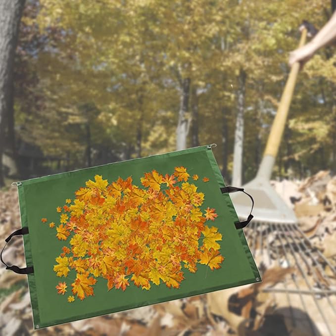 Leaf Bag for Collecting Leaves Reusable Garden Yard Waterproof 2 IN 1 Leaf Tarp Waste Bags Trash Canvas Heavy Duty Storage Lawn Container Collapsible with Handles for Collecting Leaves