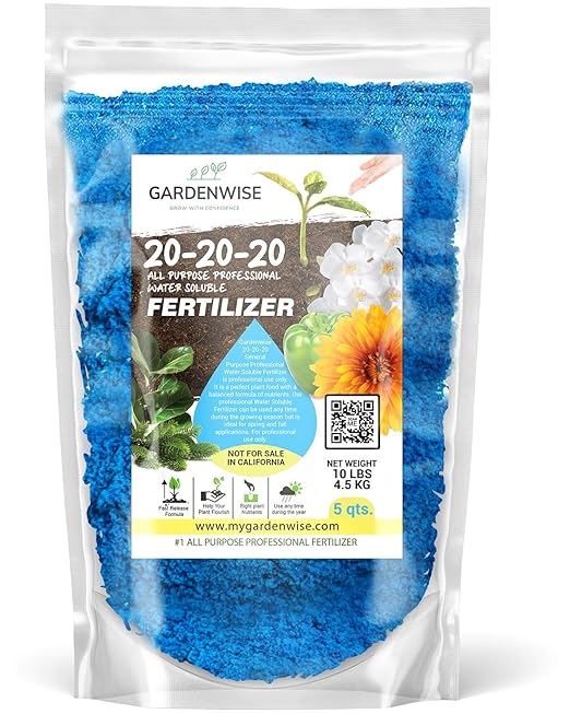 20-20-20 Water-Soluble Fertilizer โ Powder for Liquid Plant Food for Indoor & Outdoor Plants, Orchids, Vegetables, Lawns, Flowers โ 20 20 20 Fertilizer 5 Quarts (10 lbs)