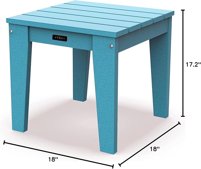 OTSUN Outdoor Side Table, End Table for Adirondack Chair, 18" Patio Table for Porch, Yard, Weather Resistant (Red & White)