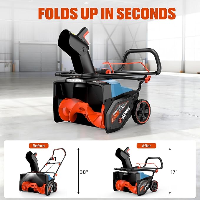 SENIX Corded Snow Blower High-Efficiency 880lbs/min, 15Amp 21 inch Electric Snow Thrower, 33FT Max Distance, 180° Rotating Chute & LED Lights ETL Certified for Driveway Sidewalk Winter Use (STE15-M)