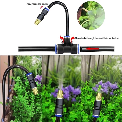 Drip Irrigation Kits,Automatic Irrigation System with Replaceable 360-degree Bending Dropper,atomizing Copper Nozzle for Watering System for Garden Plant Lawn Patio.(atomizing Nozzle)