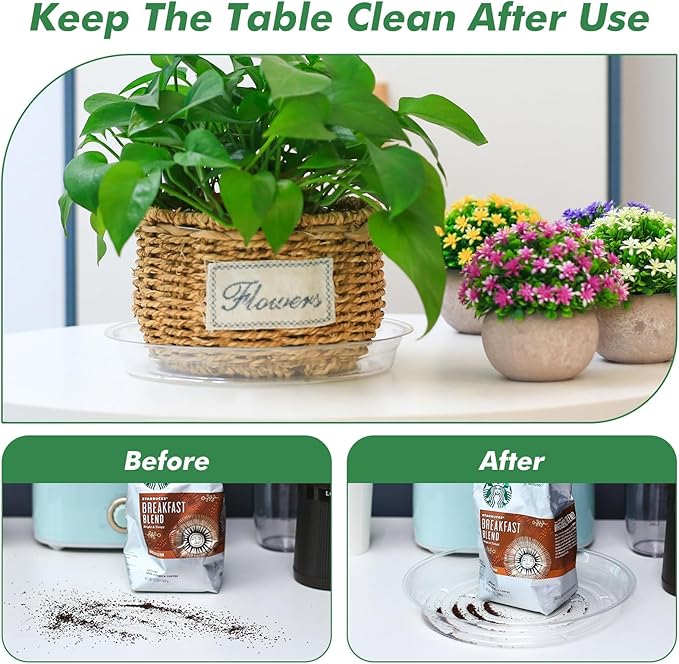 21 Pack Clear Plastic Plant Saucer Drip Trays (6 inch /8 inch /10 inch) Plant Plate Dish for Indoor Flower Pots and Planters, Bulk