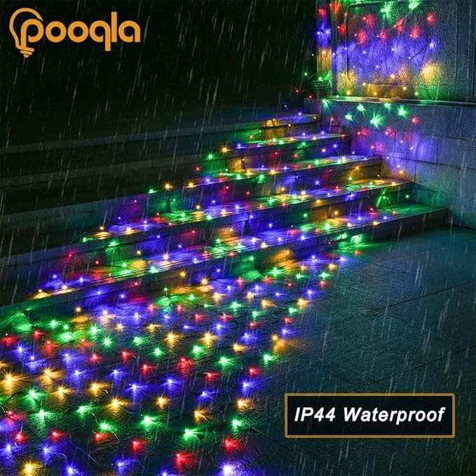 Christmas Net Lights, 510 LED Large Outdoor Net Mesh Lights for Bushes 28x5 ft, 8 Modes Waterproof Twinkle String Lights Connectable for Halloween Hedge Yard Garden Party Decor, Colorful