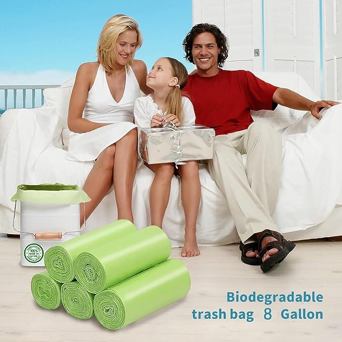 Biodegradable Trash Bags 8 Gallon, 100 Count Small Compost Bags, Compostable Strong Bathroom Garbage Bags with Tear & Leak Resistant, Recycling Eco-Friendly Trash Can Plastic Liner
