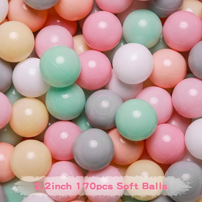 GOGOSO Ball Pit Balls Crush Proof Non-Toxic Plastic Balls Babies Kids Toy Bulk Pack 170pcs 2.2inchs