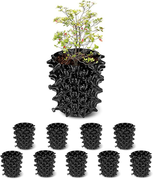 1 Gallon Air Pruning Pots New Plastic Nursery Pots Fruit Vegetable Garden Self-Planting Pots (10), Black (1G-10P)