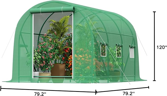 10x7x7 ft Greenhouse, Outdoor Walk-in GreenHouses with Screen Windows and Dual Zippered Door, Portable Waterproof Green Houses Tent for Outside Heavy Duty with Reinforced Frame #2