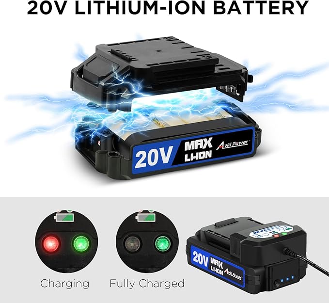 AVID POWER 20V MAX Lithium lon Cordless Drill Set, Power Drill Kit with Battery and Charger, 3/8-Inch Keyless Chuck, Variable Speed, 16 Position and 22pcs Bits (Blue)