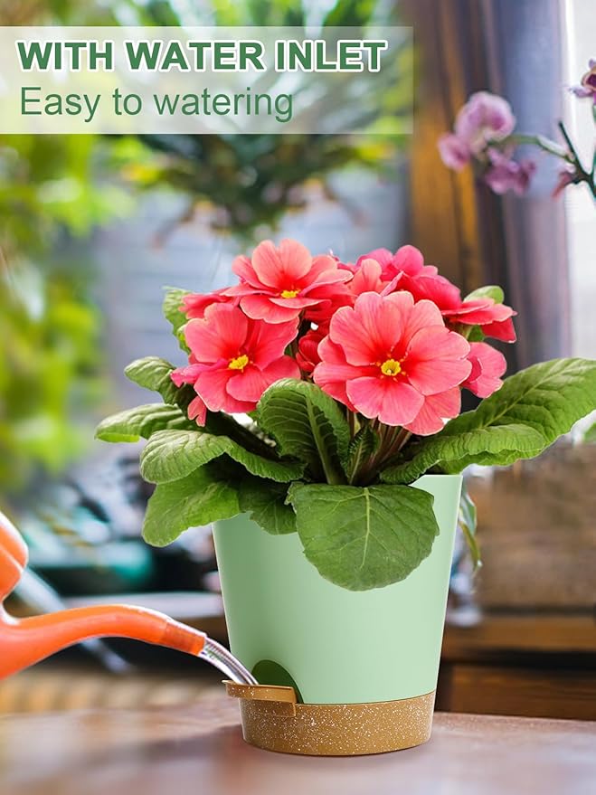 5in Self Watering Pots for Indoor Plants - 3pcs Bottom Watering African Violet Planters with Drainage, Plastic Houseplant Flower Pots for Venus Fly Trap Snake Plant Succulent Garden Live Plants