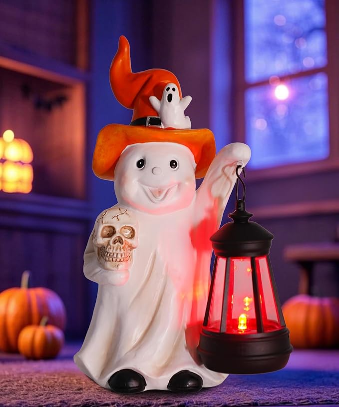 Qeeman Ghost Statues for Garden Decor : Halloween Waterproof Outdoor Decorations Yard Art Resin Figurines for Patio Balcony Porch Lawn Ornaments