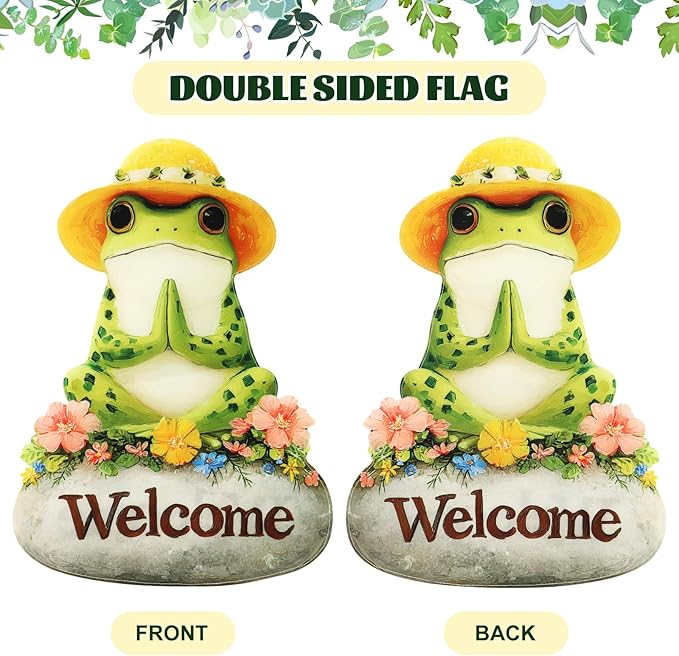 Frog Yoga Garden Flags 12x18 Inch Double Sided, Spring Summer Welcome Banner Small Yard Flags for Outside, Farmhouse Front Porch Home Outdoor Seasonal Decor Holiday All Seasons Decoration