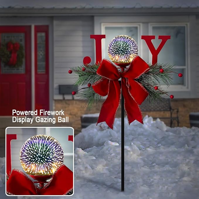 Christmas Outdoor Waterproof Solar Lights 3D Glass Ball Fireworks Lighting Garden Stakes Decor Suitable for Gardens Courtyards Lawns Christmas Decor and Thanksgiving Gifts