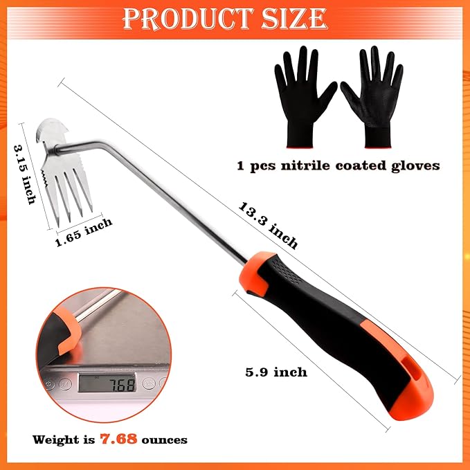 Weed Removal Tool,Portable Garden Weeder Tool,2024 New Manganese Steel Weed Puller Tool with Rubber Handle for Vegetable Gardening Garden Yard Farm Farm Planting & Uprooting Weeding Tool