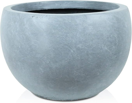 Kante 11.8" Dia Round Concrete Planter, Outdoor/Indoor Large Bowl Plant Pots with Drainage Hole and Rubber Plug for Garden Patio Balcony Home, Slate Gray