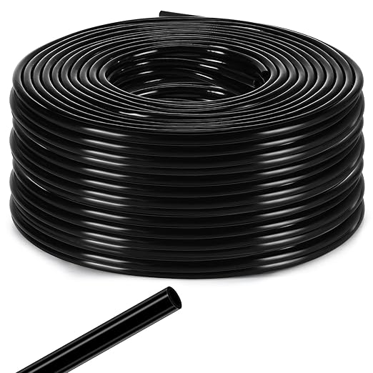 Yaomiao 984 ft Drip Irrigation Hose 1/4 Inch Blank Distribution Tubing Drip Irrigation Drip Line Watering Drip Automatic Irrigation Equipment Set for Garden Flower Bed Greenhouse Flower (Black)
