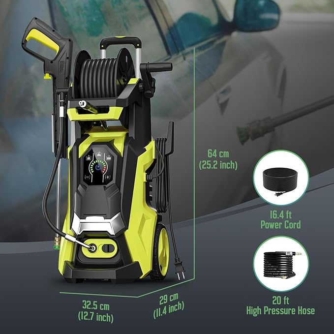Pressure Washe Power Washer with Touch Screen 5000PSIIMAX Pressure Adjustable Cleaning Machine with Foam Cannon, 4 Quick Connect Nozzles, Inlet Hose & Filter for Cars/Fences/Driveways Cleaning