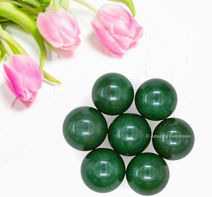 Amazing Gemstone Dark Green Aventurine Crystal Ball - 1 Inches Crystal Sphere Meditation Balls for Witchcraft and Decorative Balls - Crystals and Healing Stones Beginners Gift (Pack of 1)