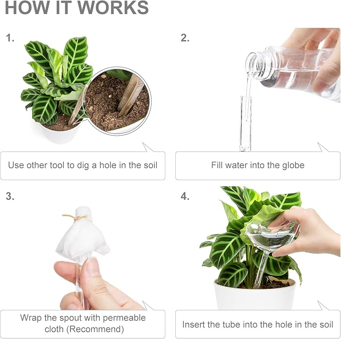 Mkono Plant Self Watering Globes Glass Water Bulbs for Planter Insert, Bird Shape Self Watering Devices Automatic Plant Waterer Spikes for Indoor Outdoor Plants, Gifts for Plant Lovers, 1 Pack