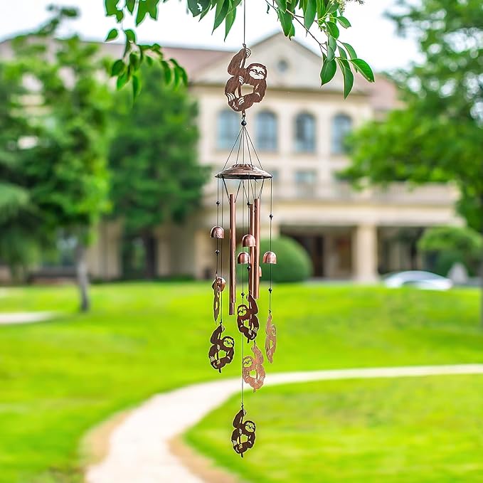 Sloth Wind Chimes Outdoor Sloth Gifts for Women/Men/Mom/Wife/Grandma Birthday Gifts Memorial Gift Metal WindChimes for Outside/Indoors, Lawn, Patio, Home, Porch, Yard Decor, Garden Decorations