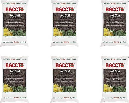 1550P Baccto Top Soil for Lawns, Gardens, and Raised Planting Beds with Reed Sedge, Peat, and Sand, 50 Pounds (6 Pack)