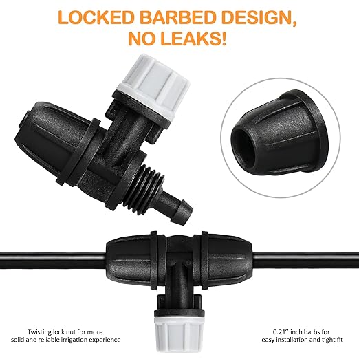 Upgraded Micro Spray Irrigation Drippers, 24 Pieces Three-Way Atomizing Nozzle Fitting for 1/4 Inch Tubing Lock Barbed Drip Line Parts Emitters for Garden Greenhouse Sprinkler Misting System