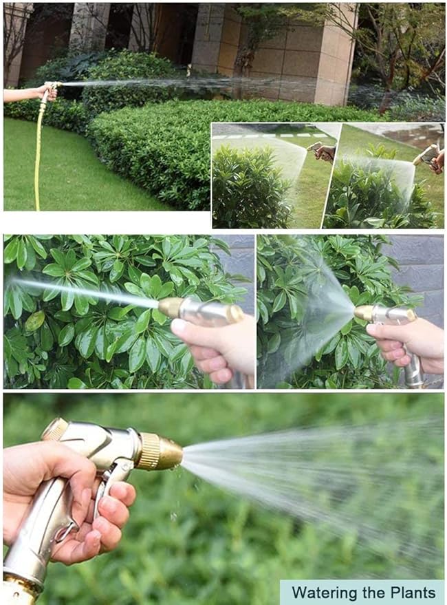 ESOW Garden Hose Nozzle, 100% Heavy Duty Metal Spray Gun with Full Brass Nozzle, 4 Watering Patterns Watering Nozzle- High Pressure Pistol Grip Sprayer for Watering Plants, Car Wash and Showering Dog