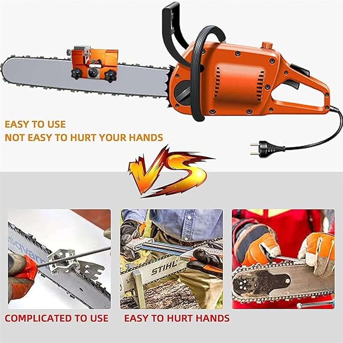 Chainsaw Sharpener Jig, Upgraded Chain Saw Sharpener Tool, Hand Crank Chainsaw Sharpening Kit with 10 High Hardness Bits, Gloves, Bag and Brush, Portable Chainsaw Blade Sharpener for 6"-22" Chain Saws