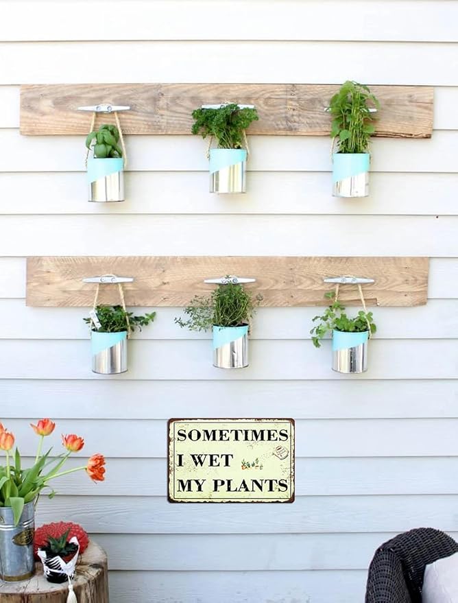 Artlunar Funny Garden Sign Outside Decor Gift For Gardener - I Wet My Plants, 12" x 8" (981)