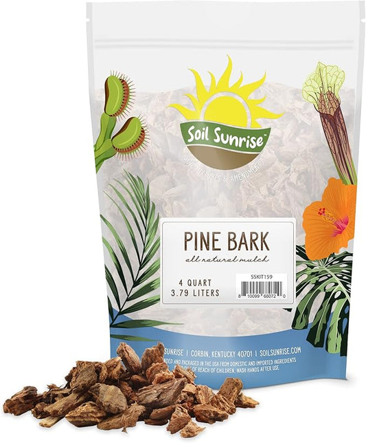 100% Natural Pine Bark Mulch Nuggets (4 Quarts), Small Mulch Chips for Indoor/Outdoor Container Gardening, Ideal for Soil Supplement, Houseplant Mulch, and Terrariums
