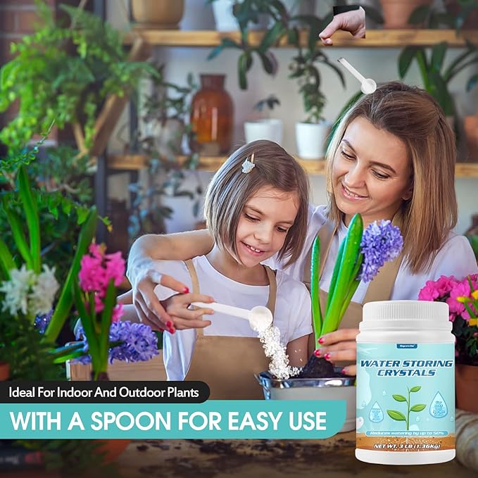 3LB Water Storing Crystals for Plants with Spoon, Water Gel Solves Plant Over-Watering and Drought Problems, Keeps The Soil Moist, Small Water Storing Polymer Crystals for Plants Candle - by Oycevila