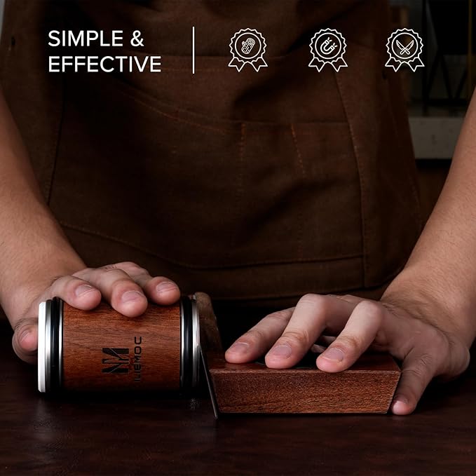 Rolling Knife Sharpener Kit, Kitchen Knife Sharpener with Diamond and Ceramic Grinding Disc, Magnetic Roller Knife Sharpening Kit with 15° & 20° Angle Stable Base, Afilador De Cuchillos