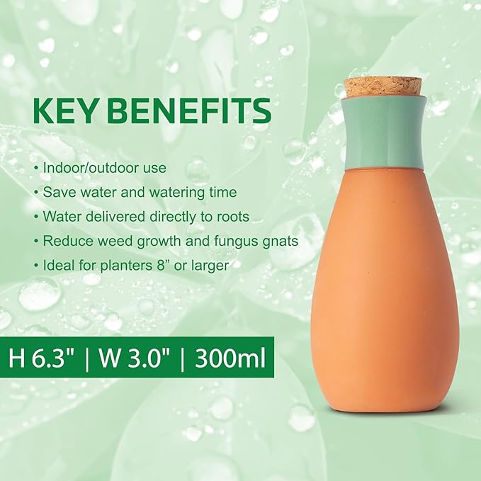 Ollas Plant Watering Globes - Terracotta Self Watering Planter Insert - Watering Bulbs for Indoor and Outdoor Plants with Easy Top Refill System - Set of 4 (Jade Green)