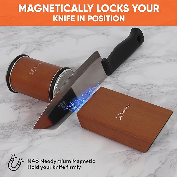 Rolling Knife Sharpener Set with Two Extra Disc, Leather Strop and Stand - Elegant Gift for Chefs & Cooks - Knife Sharpening Kit for Kitchen & Pocket Knives