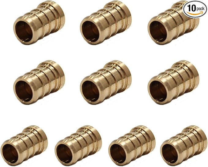(Pack of 10) EFIELD Barb Crimp Pex 3/4-inch Plug (End Cap) Brass Fittings, ASTM F1807