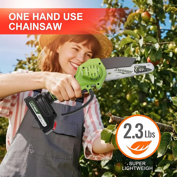 Mini Chainsaw, 6-inch Cordless Electric Mini Chainsaw, Portable Handheld Chain Saw for Tree Pruning Shearsand Garden Maintenance, Best Father's Day Gift for Men Dad Husband(Green)