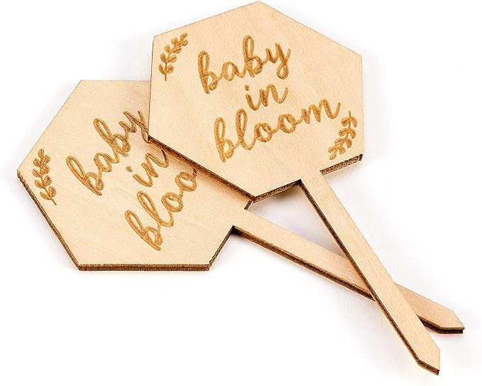 Baby in Bloom Succulent Tags Baby Shower Favors Gifts, PARBEE 40PCS Hexagon Plant Stakes Labels Gift Wooden Garden Stakes Succulent Plant Markers