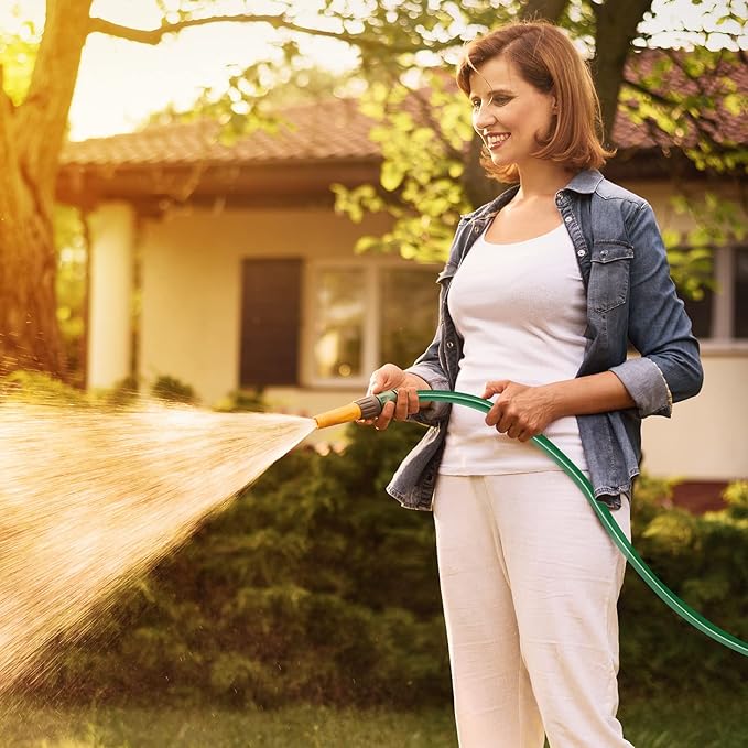 Worth Short Lead-in Green Garden Hose 5/8 in. x 6 ft. -Kink Free, No Leaking, Male/Female Fittings -Heavy Duty Durable Flexible Lightweight Water Pipe -Brass Aluminum Ends for Household & Yard Use