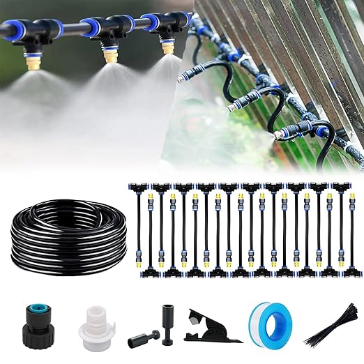 Update 82Ft Irrigation Copper Nozzle System, Automatic Irrigation System with Replaceable 360°Bendable Sprayer,atomizing Copper Nozzle for Watering System for Garden Plant Lawn Patio and Yard.(20)