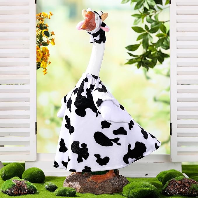 Cow Goose Outfit Clothes for 23 High Cement or Plastic Goose Lawn Clothing Porch Garden Costume