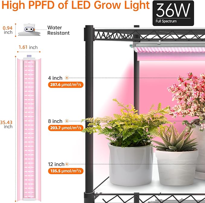 Bstrip Indoor Greenhouse with Grow Light, Tall Plant Stand with 4 Pack Full Spectrum Plant Lights , 3 Color Modes, Plant Shelf with Tent for Indoor Plant, Seed Starting, Seed Tray, 47.2"x17.8"x71"
