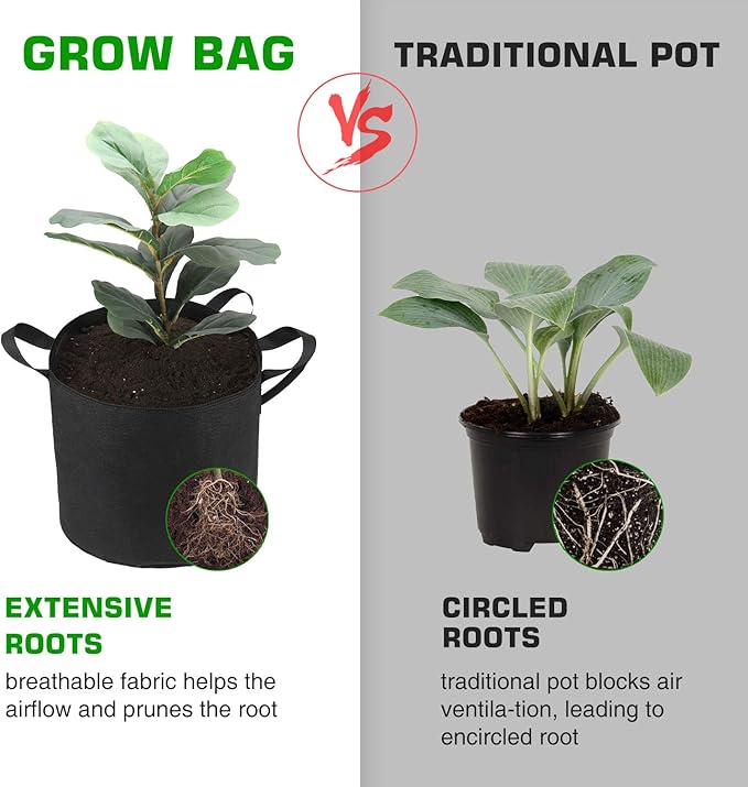 12-Pack 15 Gallon Grow Bags Heavy Duty Thickened Nonwoven Fabric Pots with Durable Handles