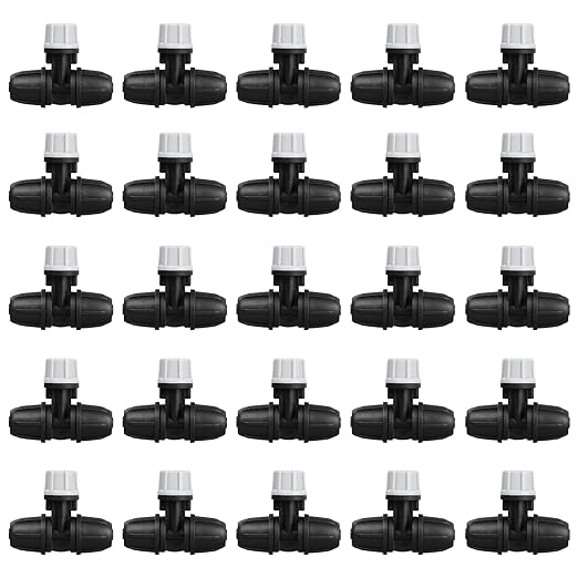 Upgraded Micro Spray Irrigation Drippers, 24 Pieces Three-Way Atomizing Nozzle Fitting for 1/4 Inch Tubing Lock Barbed Drip Line Parts Emitters for Garden Greenhouse Sprinkler Misting System