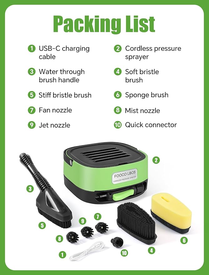 Portable Pressure Washer with 3.2 Gal Water Tank, Auto-Retract & Any-Length Lock Hose Water Hose, for Rinseless Car Wash, HVAC Coil Cleaning, Pet Care & Outdoor Use