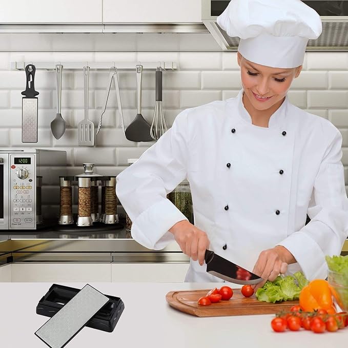 Double-sided Diamond Sharpening Stone, Knife Sharpener Stone diamond sharpener Honeycomb Surface Plate with Non-slip Base for Scissors Knives Outdoor Kitchen Sharpen Tools (400/1000 Grit)