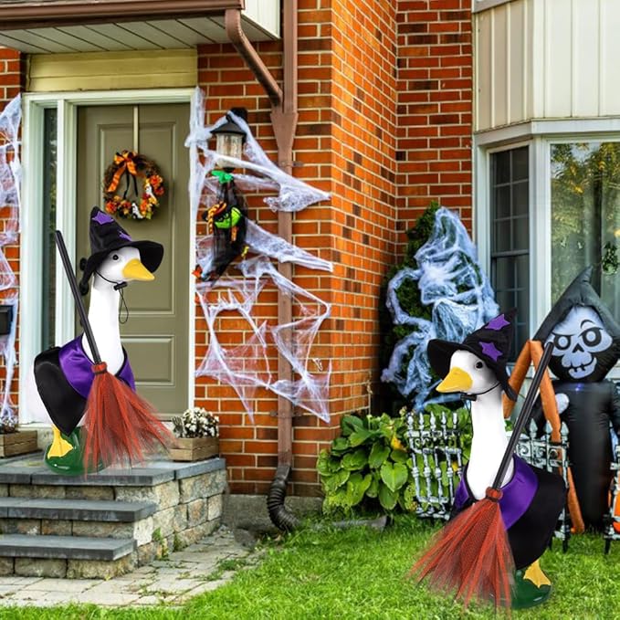 DIYDEC Halloween Goose Outfit Witch Lawn Porch Goose Clothes Fall Halloween Goose Costume for 23" Geese Outdoor Patio Yard Lawn Decoration