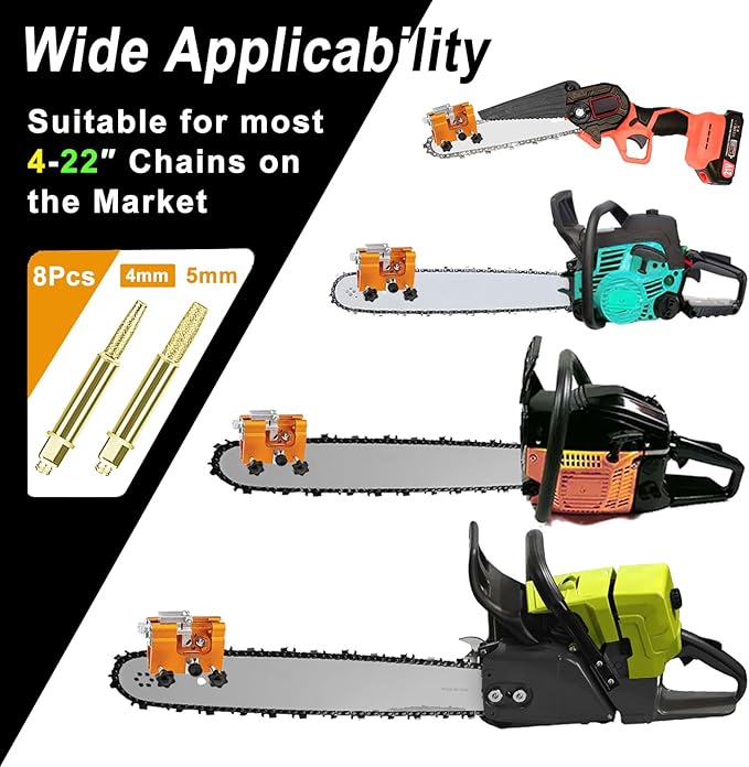 Chainsaw Sharpening Jig, Portable Hand Chain Saw Sharpener Tool with 8 Titanium-Plated Bits, Gloves, Storage Bag & Brush, Chainsaw Sharpener, Chainsaw Sharpener Kit for 4"-22" Chainsaw & Electric Saws