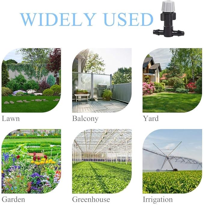 Plastic Mist Misting Nozzle Sprinkler Tee Joints for Misting Watering Plant Flower Cooling System Home Garden Irrigation, 20pcs